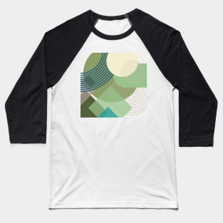 Modern Geometric Pattern Sage Teal Retro Style Baseball T-Shirt